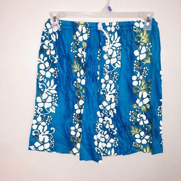 Hawaiian Aloha Tropical Shirt Shorts Set Mens XXL Blue White Floral TIKI - Picture 8 of 12